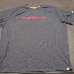 Carhartt Men's Charcoal Tee with Red Logo